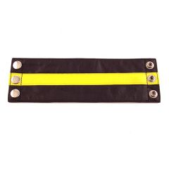 Leather Wrist Band Wallet Black Yellow - Small